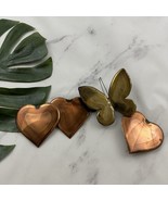 Vintage 80s Brass Copper Butterfly Wall Art Metal Hearts Cottagecore Small - $585.51 MXN