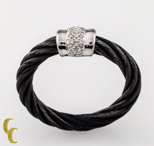 Charriol 18K Oro Bianco/Diamante Nero Cavo Anello Celtico Nero Collezione 6.25 - £438.75 GBP