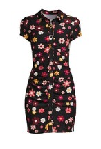 No Boundaries ~ Button Front ~ LARGE ~ Black Soot Floral ~ Ruched ~ Shir... - £17.94 GBP
