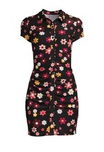 No Boundaries ~ Button Front ~ LARGE ~ Black Soot Floral ~ Ruched ~ Shir... - $22.44
