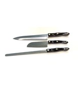 Cutco 2166 Petite Santoku Knife 1735 Butcher 1724 Bread Brown Handle Lot... - $148.49