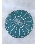 Blue Turquoise Moroccan Leather Pouf Cover - $130.00+