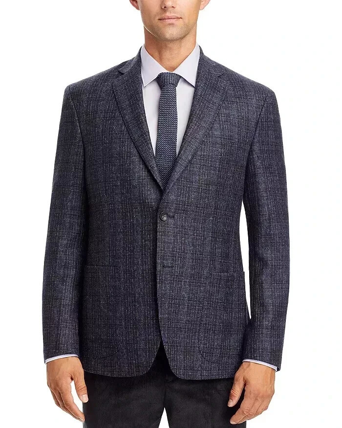The Men&#39;s Store Mens Navy Regular Fit Tonal Plaid Sport Coat Sz 46R  BLM... - $158.35