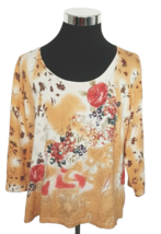 Maurice Sasson Sweater Top Women&#39;s XLarge Sequins Silk Blended Boho Chic Floral - £15.03 GBP