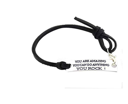 Inspirational Bracelet ~ &quot;You Are Amazing You Can Do..&quot; Adjustable ~ Black Laces - £11.83 GBP