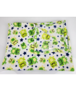 Cutie Pie Green Frog Fleece Baby Blanket Lovey Blue Stars Boy Girl - $24.74