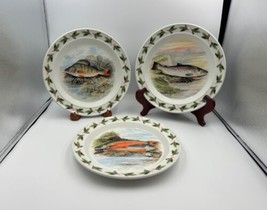 3x Portmeirion COMPLEAT ANGLER Fern Dinner Plates - Trout, Perch, Alpine... - $229.99