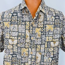 Saddlebred Hawaiian Aloha XL Shirt Tapa Geometric Palm Tree Pineapples Tropical - £31.44 GBP