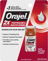 Orajel 2X Medicated Toothache &amp; Mouth Sores Liquid, 0.45 Fl Oz - £14.42 GBP