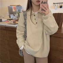 2021 korean style loose Turn Down Collar  sweaters womens Casual sweaters and pu - £88.25 GBP