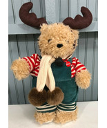 Heavy Christmas Moose Teddy Bear 20&quot; Plush Stuffed Animal - £11.51 GBP