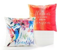 Floral Pillow Covers Set of 2 Spring 18" x 18" Garden Polyester 2 Designs image 1
