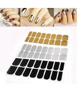 Nail Full Wrap Sticker Black/Gold/Silver Metal Patch Decal Beauty Nail A... - €8,50 EUR+