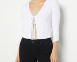 Truth + Style Knit Tie Front Cropped Cardigan- WHITE, MEDIUM #A491563 - $24.87