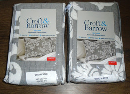 Croft &amp; Barrow Standard Reversible Cotton Two Shams Sarah Damask Quilted New - $29.70