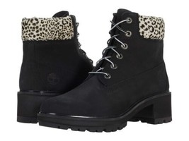 Timberland Kinsley 6&quot; Black Nubuck/Leopard Waterproof Boot Women&#39;s Size 6.5 - £73.99 GBP