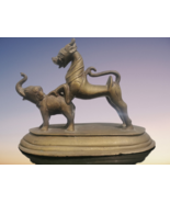 Rarest Antique Chinese Tibetian Bronze Foo Dog on Elephant Figurine Stat... - $256.07 CAD