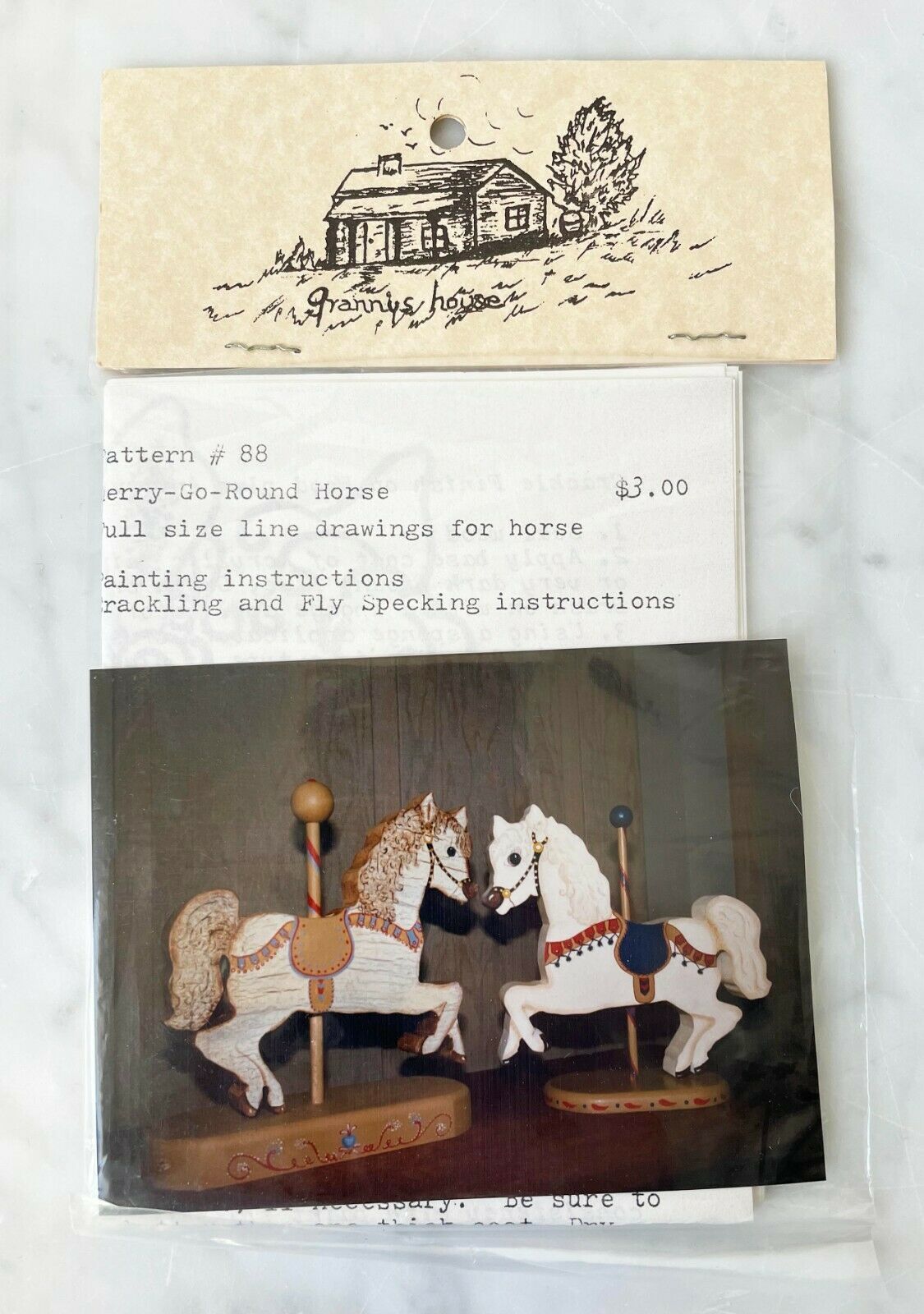 Granny&#39;s House Merry-Go-Round Horse Craft Pattern #88 Table Top Size - $4.70