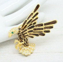 Vintage Signed Sardi Enamel And Rhinestone Bird Gold Eagle BROOCH Pin Je... - $34.40