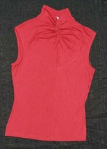Worthington Womens Keyhole Neck Maroon Shirt Sz M Sleeveless Stretch Tan... - $13.49
