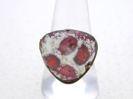 VTG MAS &quot;art&quot; Artesania Al Fuego Spain Red White Enamel Ring Size 8 - $29.40