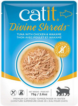 Catit Divine Shreds: Tuna, Chicken, and Wakame Gourmet Cat Food Pouch - $3.95