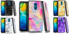 Tempered Glass + Chrome Flake Marble Cover Case For LG Stylo 5X LMQ720TS3 Q720TS - £7.06 GBP+