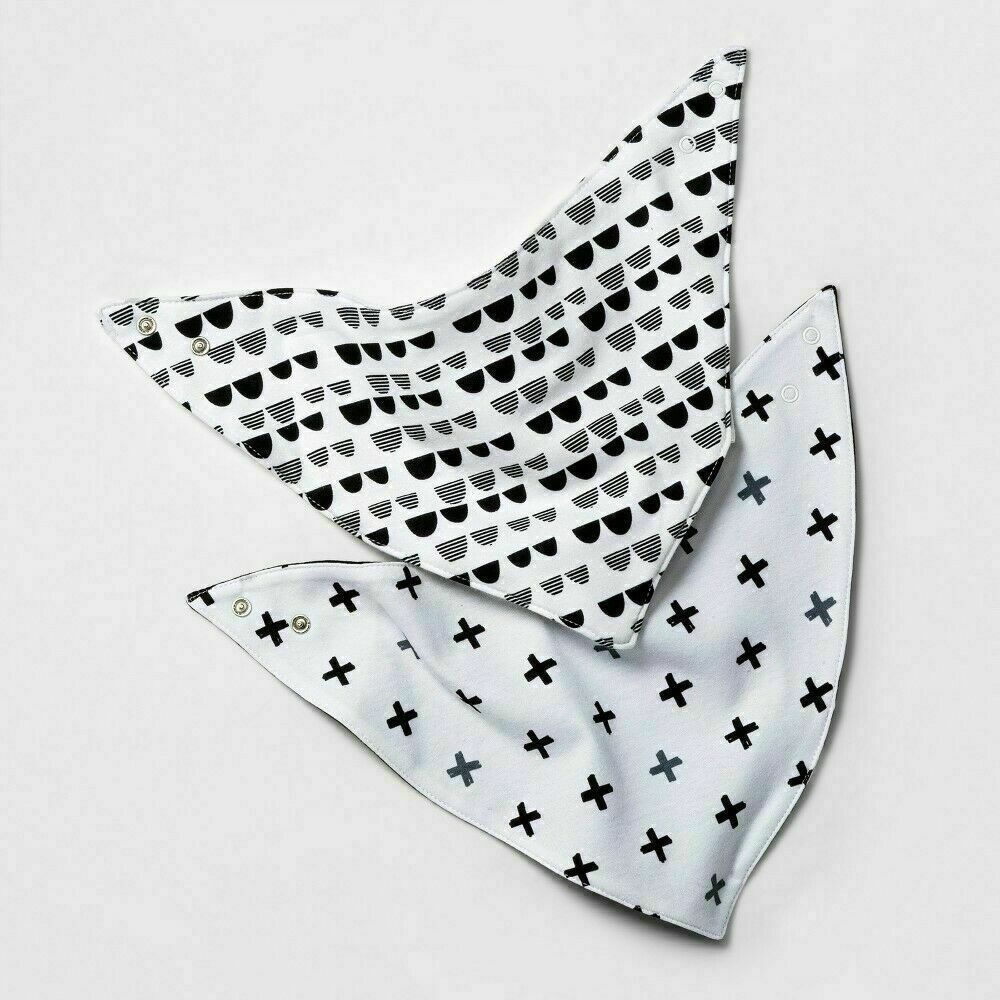 Baby 2pk Bandana Bib Cloud Island - Black/White NWT - $5.89