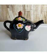 Vintage Black Elephant Teapot Ceramic Floral Design with Lid Unique Coll... - $331.24 MXN