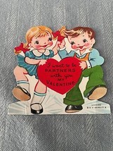 Little Boy &amp; Girl A-Meri-Card Valentines Card Early 1900&#39;s Die Cut Vintage - £3.76 GBP