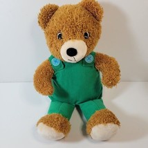 CORDUROY Kohls Cares Plush Brown Teddy Bear Green Overalls Stuffed Animal 14&quot; - £9.57 GBP