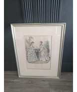 Antique La Mode Illustree Bureaux du Journal 56 Paris Fashion Print Framed - $29.66