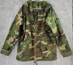US Army Gore Tex Jacket Medium Regular Woodland Camo Cold Weather Hooded Parka - £90.02 GBP
