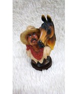 Small Mexican and Horse Figurine with Glossy Round Wood Base, Collectible - $9.99