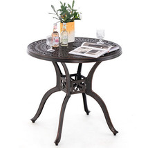 31.5 Inch Cast Aluminum Table Patio Round Dining Table with Umbrella Hole-Copper - €161,19 EUR