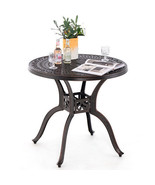 31.5 Inch Cast Aluminum Table Patio Round Dining Table with Umbrella Hol... - €161,19 EUR