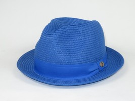 Men's Bently Semi Crushable Fedora Briad Straw Hat Leonardo LE237 Royal Blue image 4