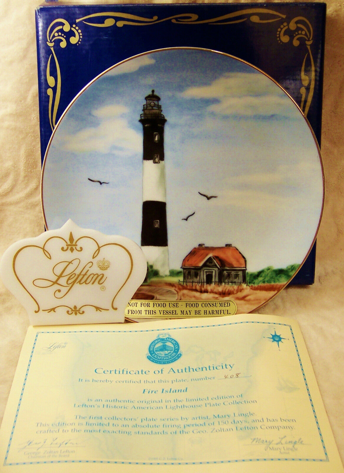 Vintage Historic Lighthouse Plate Collection Fire Island Lefton NEW NOS - $39.59