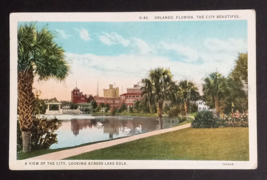 A View of Orlando Florida Looking Across Lake Eola Curt Teich Postcard c1920s - £5.53 GBP