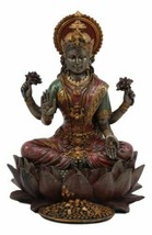Hindu Goddess Of Prosperity Lakshmi Seated On Lotus Flower Throne Statue 6.25&quot;H - £32.76 GBP