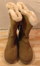 NWT Universal Thread Natural Suede Fur Boots Size 8 Ladies Fall Winter - £14.86 GBP