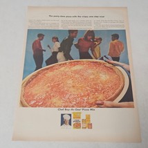 Chef Boy-Ar-Dee Pizza Mix Print Ad 1964 Cheese Pizza with People at a Party - $11.98
