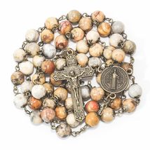 Nazareth Store Genuine 8mm Map Stone Beads Rosary with St. Benedict Cross and Me - £18.42 GBP