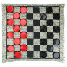 Giant 3-in-1 Checkers &amp; Mega Tic Tac Toe with Reversible Rug - £27.17 GBP