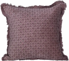 Creative Co-Op Square Cotton &amp; Velvet Fringe Pillow, Plum - £24.07 GBP