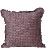 Creative Co-Op Square Cotton &amp; Velvet Fringe Pillow, Plum - £23.60 GBP