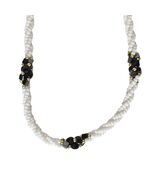 Torsade Necklace Black Onyx Chips White Glass Seed Beads Vintage Jewelry - $454.99 MXN