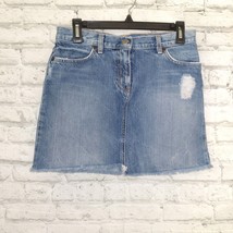 J. Crew Jean Skirt Womens 0 Blue Denim Distressed Cutoff Mini 2000s Y2K Vintage - £15.01 GBP