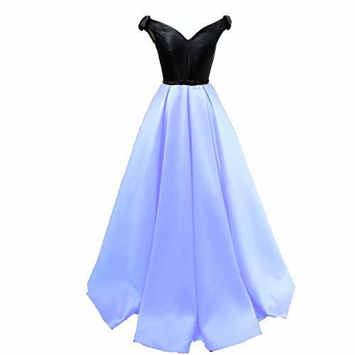 Off The Shoulder Black Top Long Formal Prom Evening Dresses Sky Blue US 14