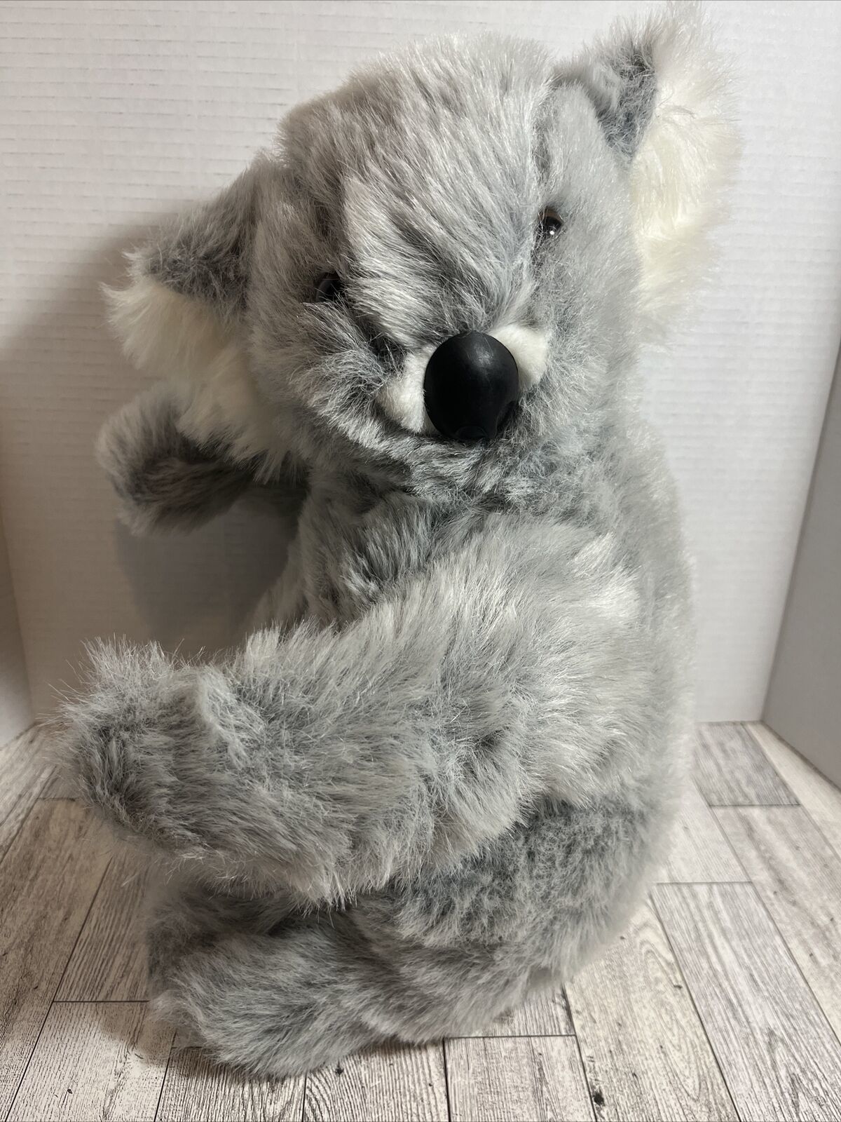 Vintage 15” Dollcraft Toys Gray & White Koala Bear Made In USA Hugging Position - $28.04